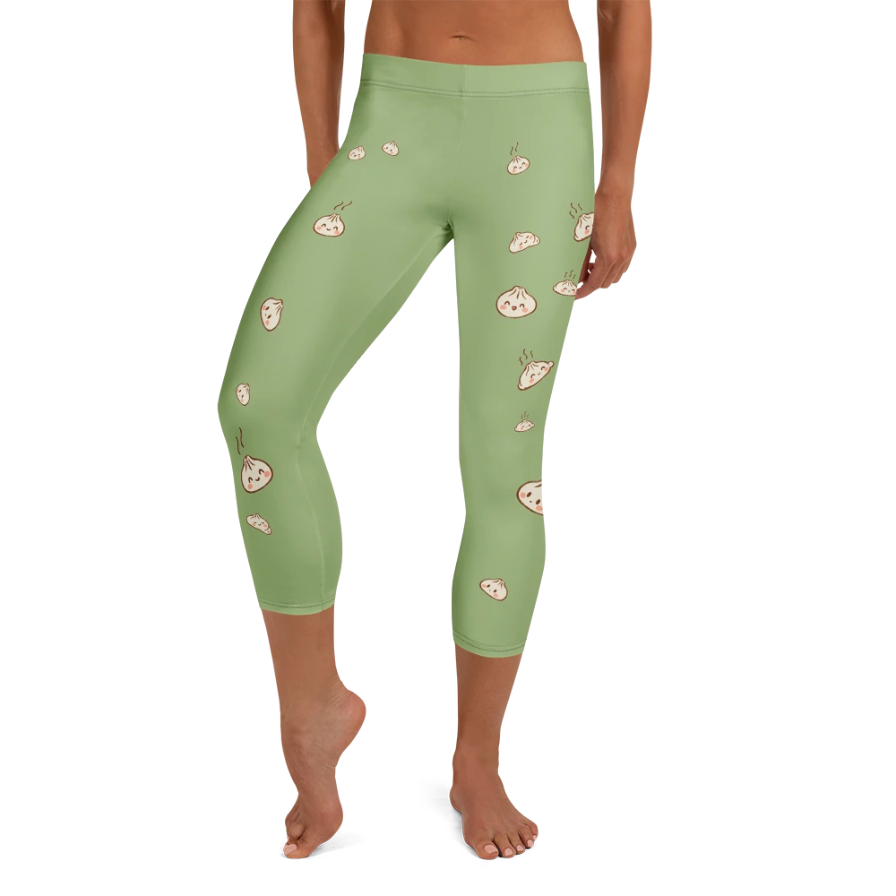 Little Dumpling Cute Doodles Capri Leggings Front
