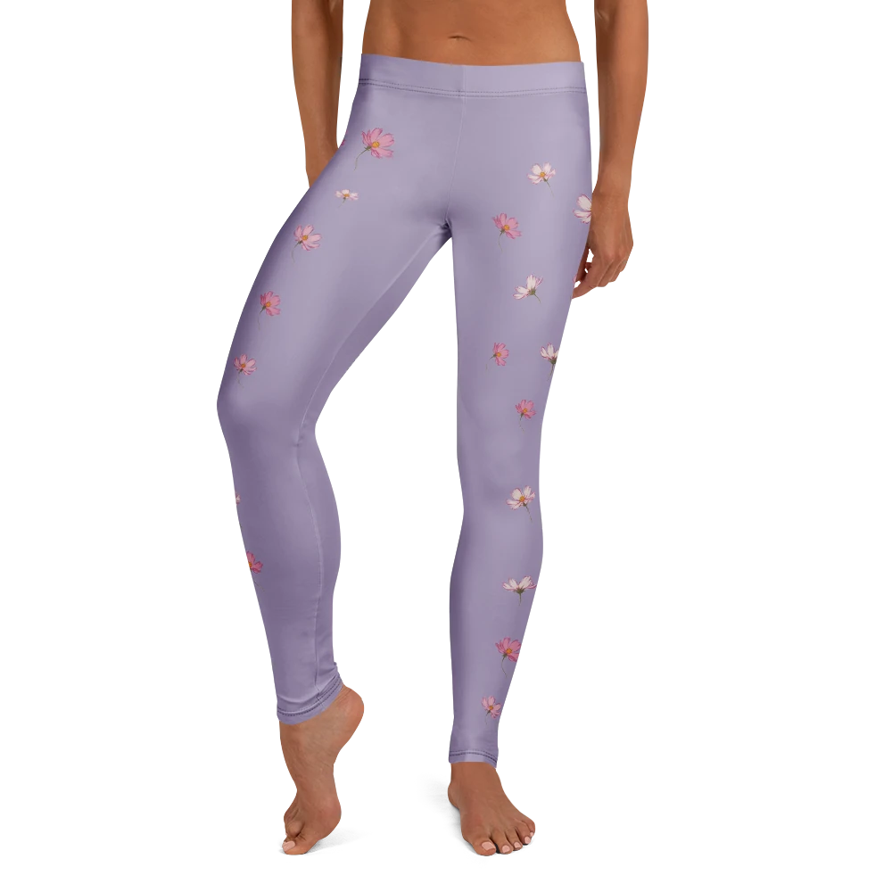 Cosmos Bloom Flower Doodles Leggings Front