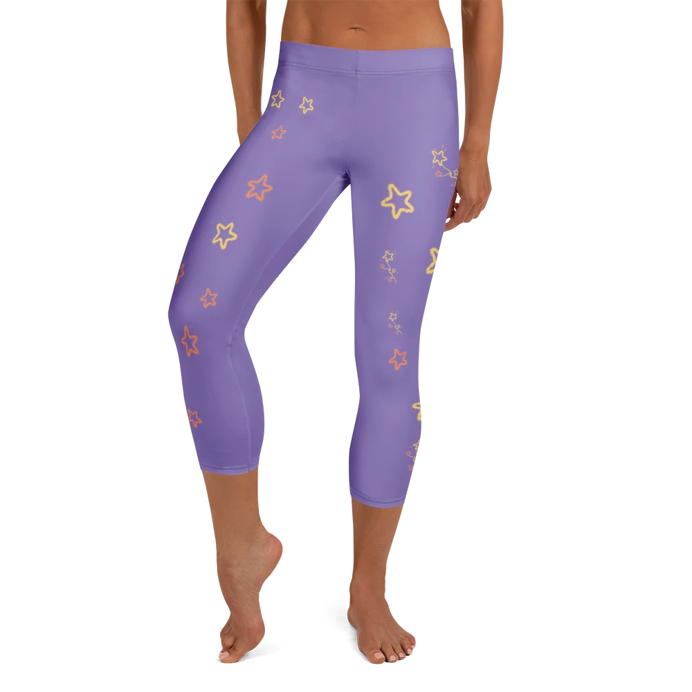 Wiggly Star Psychedelic Capri Leggings Front