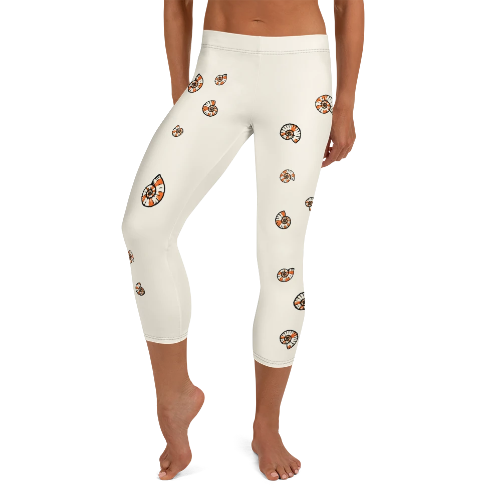 Fossil Ammonite Playful Extra Science Capri Leggings Front