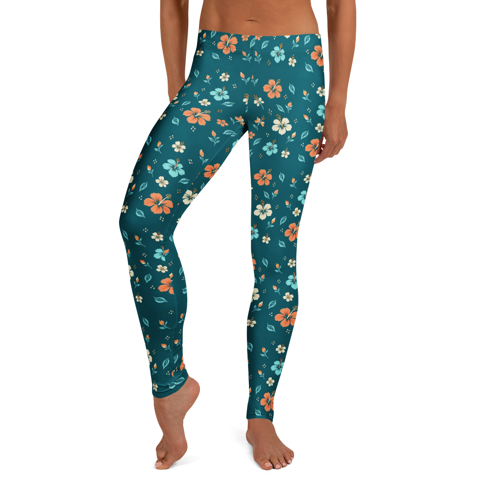 Hibiscus Doodle Leggings Front