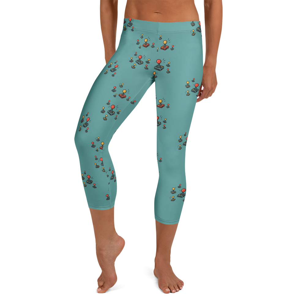 Arcade Joystick Cool Doodles Capri Leggings Front