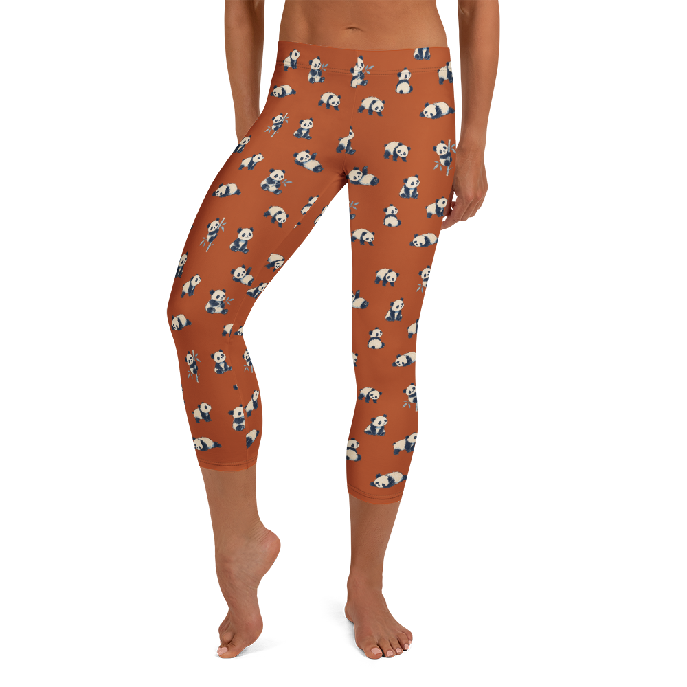 Small Panda Cute Animals Capri Leggings Front