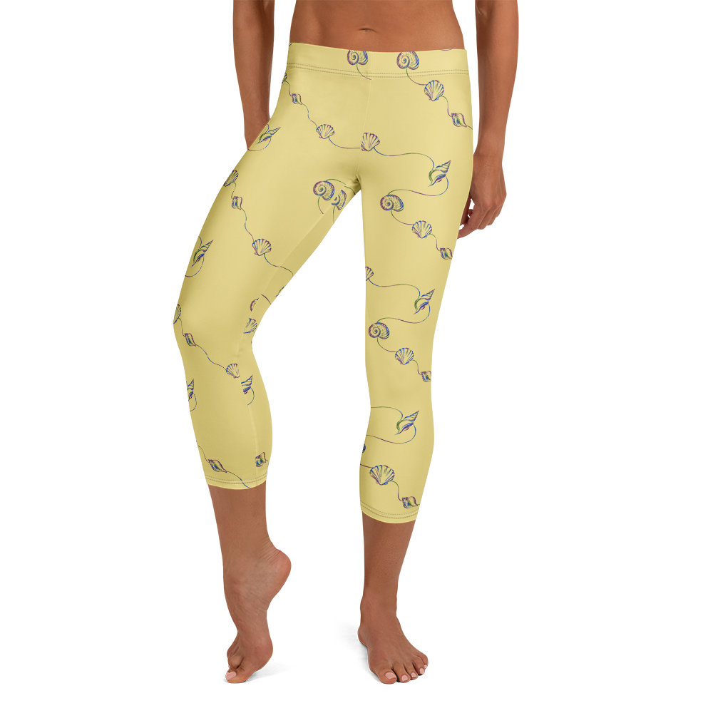 Painted Shell Colourful Capri Leggings Front