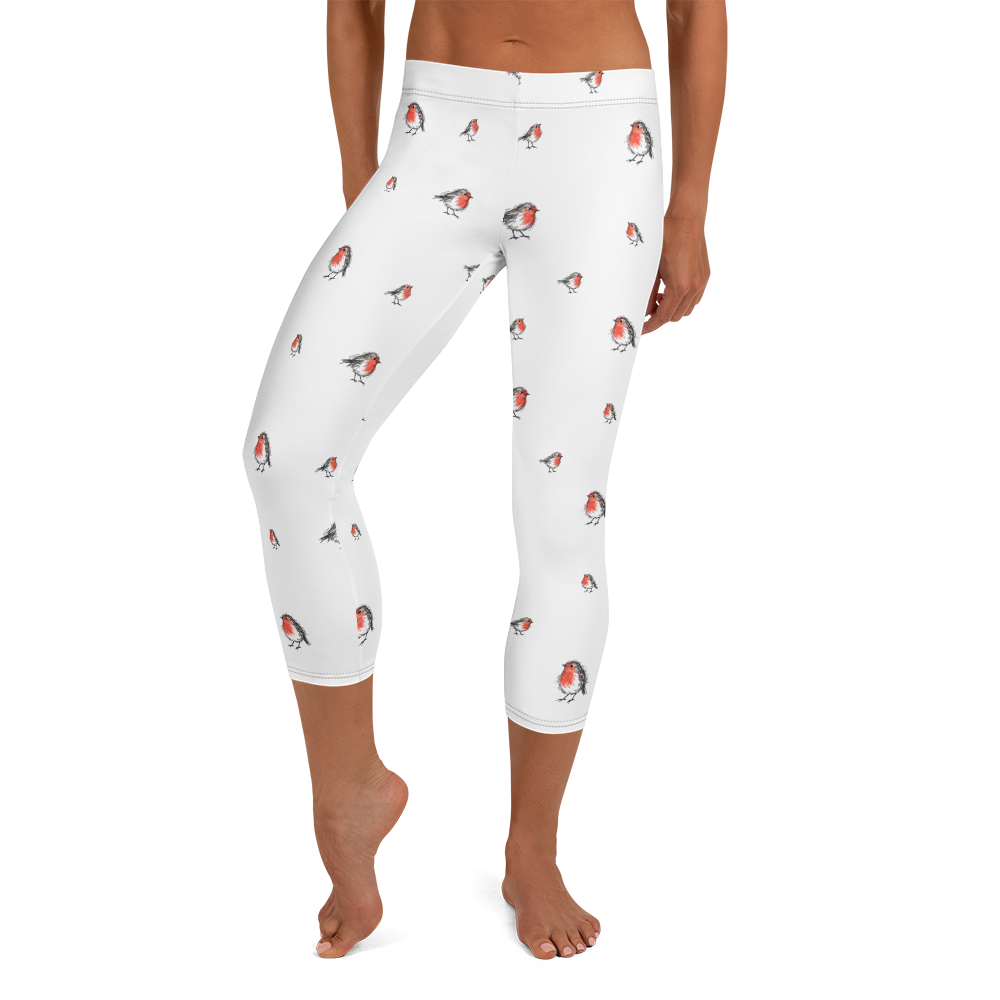 Tiny Robin Christmas Capri Leggings