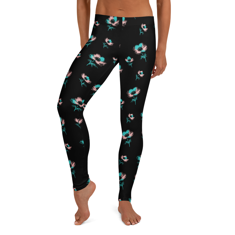 Anemone Wild Scribble Extra Flower Doodles Leggings Front