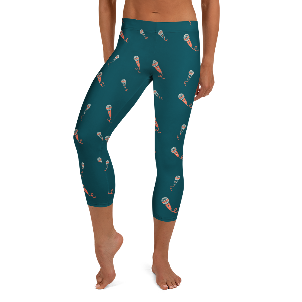 Microphone Playful Extra Rhythmic Expressions Capri Leggings Front