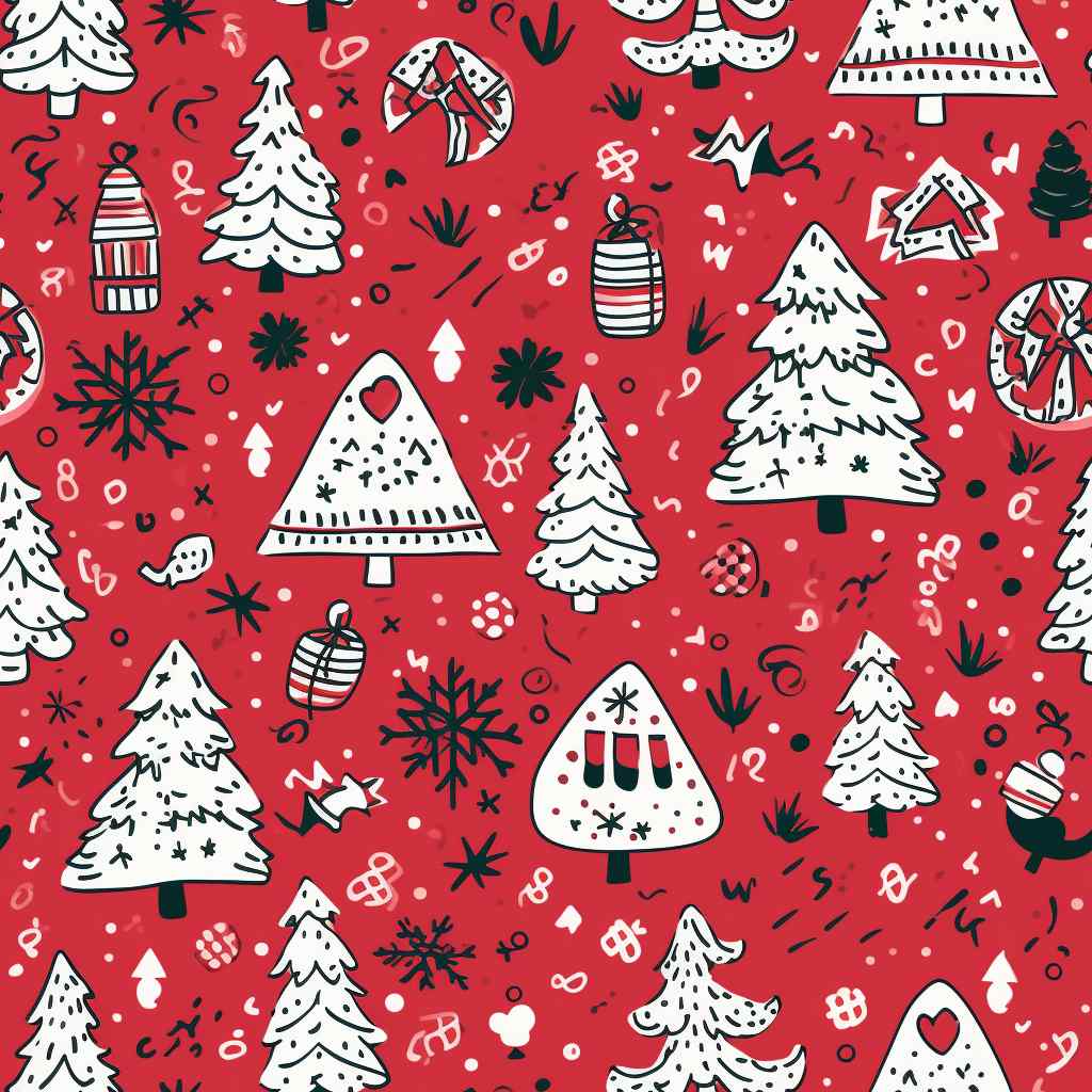 Christmas trees on red background