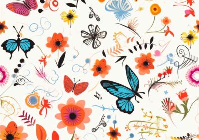 Art of Scribble butterfly and floral