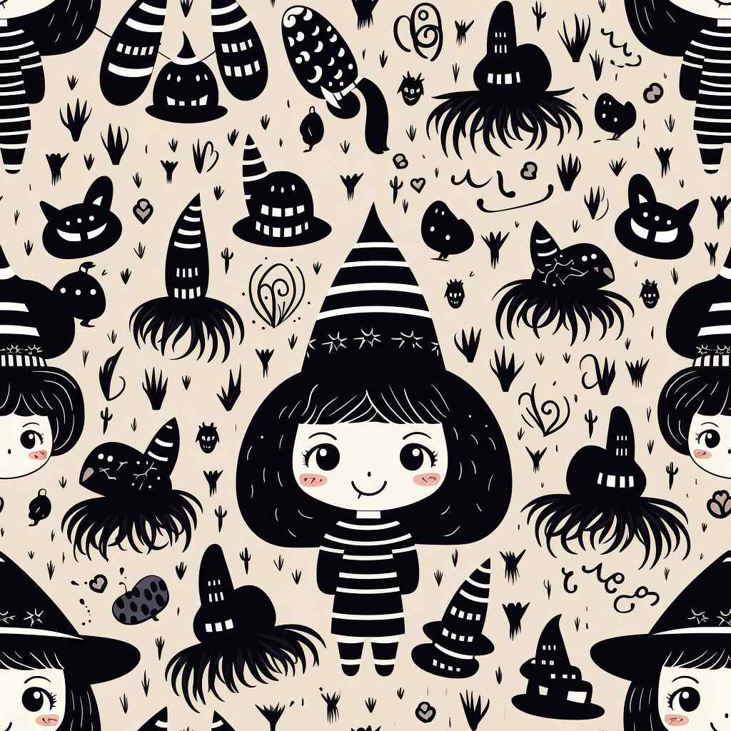 Witch black and white halloween