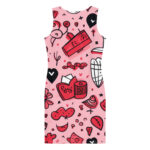 Valentine's Doodle Bodycon Dress - Elegance with a Heartfelt Print - Image 2