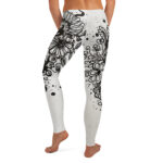 Floral Heart Doodle Women's Leggings – Monochrome Elegance - Image 2