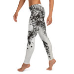 Floral Heart Doodle Women's Leggings – Monochrome Elegance - Image 3