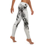 Floral Heart Doodle Women's Leggings – Monochrome Elegance - Image 4