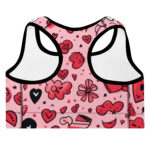 Valentine's Doodles Padded Sports Bra - Supportive Love in Motion - Image 2