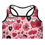 Valentine's Doodles Padded Sports Bra - Supportive Love in Motion