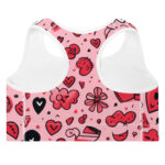 Valentine's Doodles Padded Sports Bra - Supportive Love in Motion - Image 4