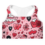 Valentine's Doodles Padded Sports Bra - Supportive Love in Motion - Image 3