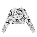 Monochrome Blossom Doodle Recycled Long-Sleeve Crop Top - Image 2