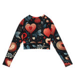 Playful Valentine's Doodle Long Sleeve Crop Top - Image 2