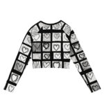 Valentine's Doodle Enamored Long Sleeve Crop Top - Image 2