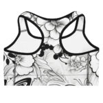 Monochrome Blossom Doodle Sports Bra - Image 2