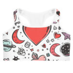 Valentine's Doodles Sports Bra - Cosmic Love for Active Lifestyles - Image 3