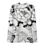 Monochrome Blossom Doodle Women's Rash Vest - Image 2