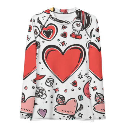 Valentine's Doodles Rash Vest - Surf with a Splash of Love