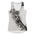 Floral Heart Doodle Tank Top – Breezy Monochrome Charm - Image 2