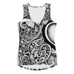 Valentine's Doodle Art Tank Top - Elegant Floral Heart Design - Image 2