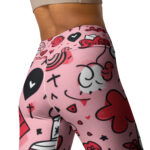 Valentine's Doodles Yoga Leggings - Flexibility with a Loving Twist - Image 4