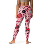 Valentine's Doodles Yoga Leggings - Flexibility with a Loving Twist - Image 2