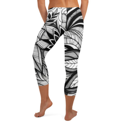 Zentangle Capri Leggings - Botanical Ink Flow
