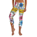 Luminous Floral Cross Doodle Capri Leggings - Image 2