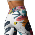 Dynamic Floral Cross Yoga Leggings – Energize Your Workout Routine - Image 4
