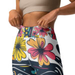 Dynamic Floral Cross Yoga Leggings – Energize Your Workout Routine - Image 3