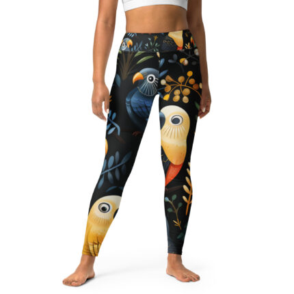 Tropical Whisper Yoga Leggings - Parrot Conversations
