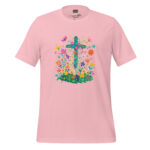Easter Bloom Cross Tee - Lively Floral Doodle Ensemble - Image 4