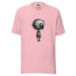 Solemn Doodle Figure T-Shirt - Reflective Charcoal Art - Image 3