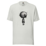 Solemn Doodle Figure T-Shirt - Reflective Charcoal Art - Image 6