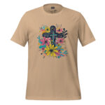 Springtime Faith Cross Tee - Whimsical Floral Doodle - Image 3