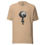 Solemn Doodle Figure T-Shirt - Reflective Charcoal Art - Image 2