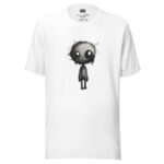 Solemn Doodle Figure T-Shirt - Reflective Charcoal Art - Image 7