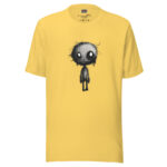 Solemn Doodle Figure T-Shirt - Reflective Charcoal Art - Image 5