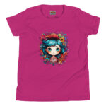 Curious Blue Tresses T-Shirt - Whimsical Hair Doodle - Image 4