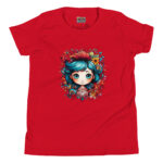 Curious Blue Tresses T-Shirt - Whimsical Hair Doodle - Image 2