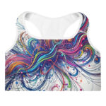 Scribble Diffusion Colourful Chaos Abstract Doodle Padded Sports Bra - Image 3