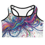 Scribble Diffusion Colour Surge Abstract Doodle Sports Bra