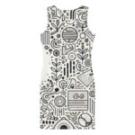 Modern Minimalist Doodles Bodycon Dress - Image 2